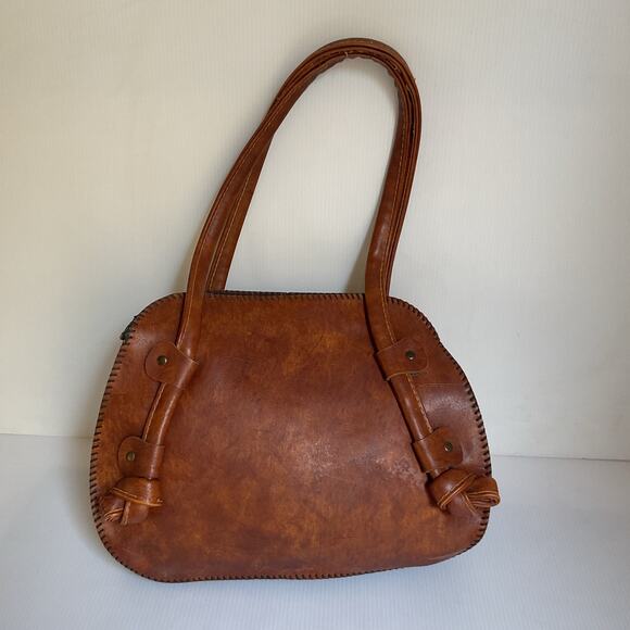 Artisanal Mexican Leather Handbag Floral Embroidered & Painted Purse - Picture 2 of 9